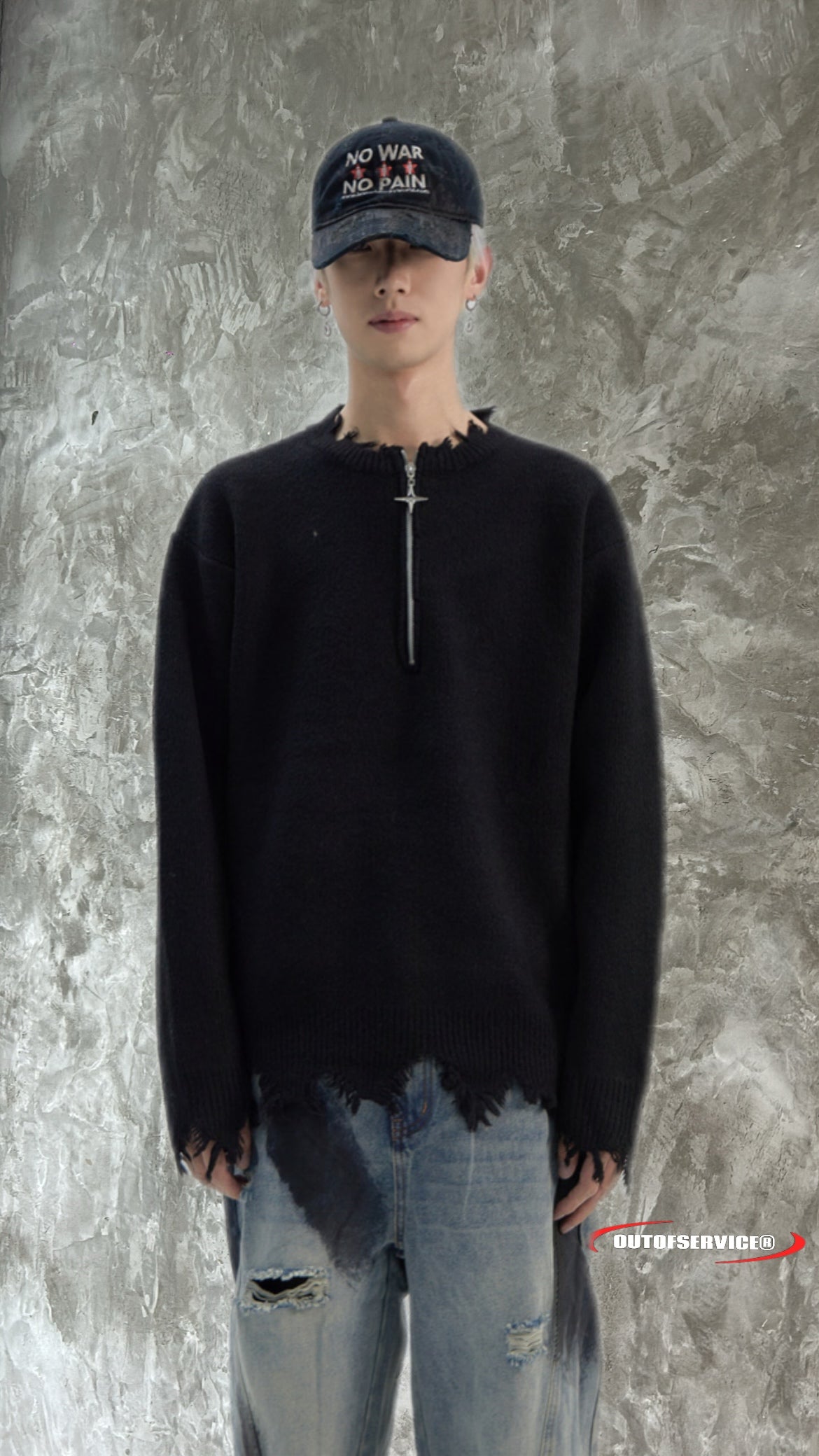 OFS!STUDIO Distressed knitted sweatshirt