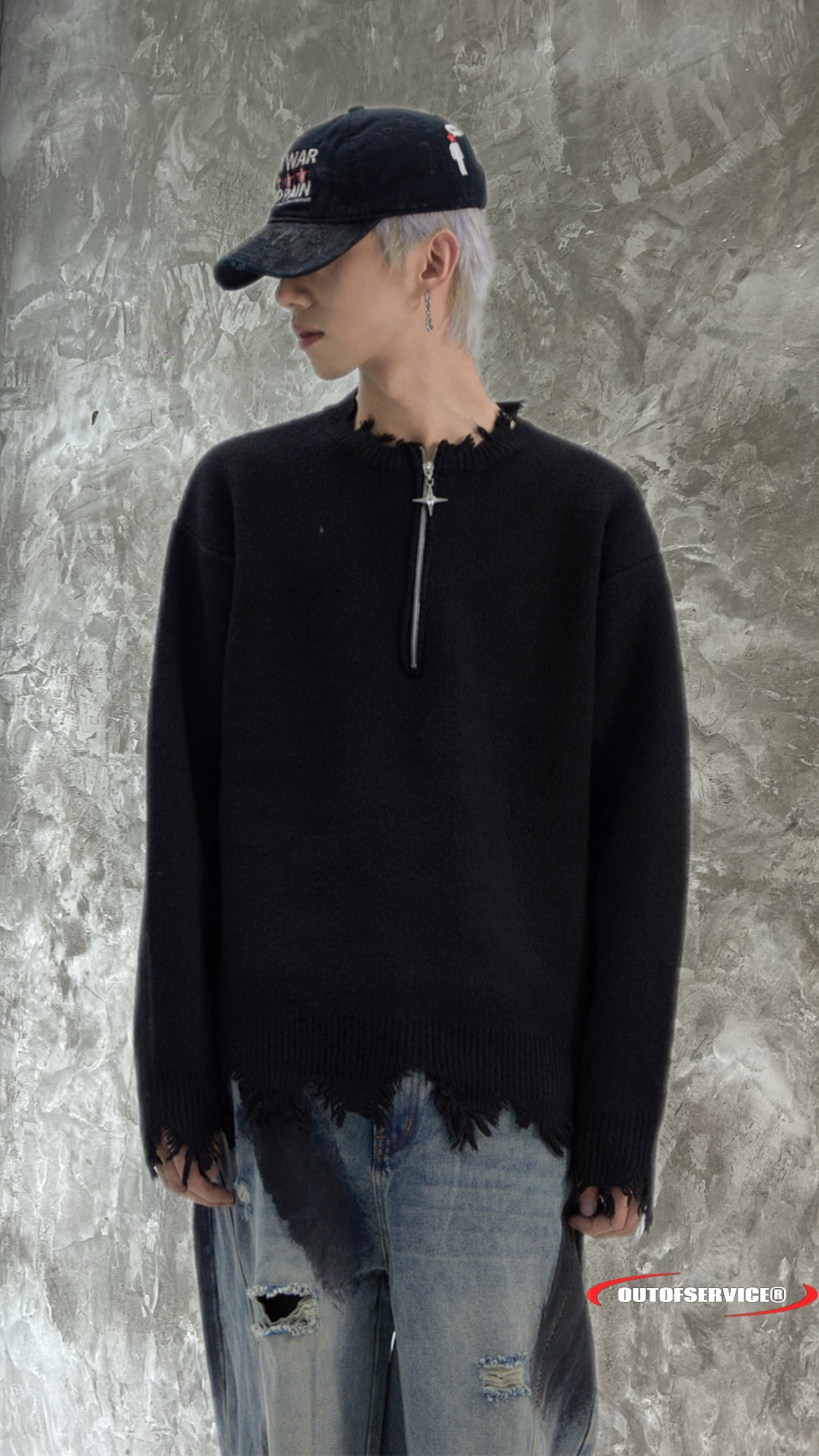 OFS!STUDIO Distressed knitted sweatshirt